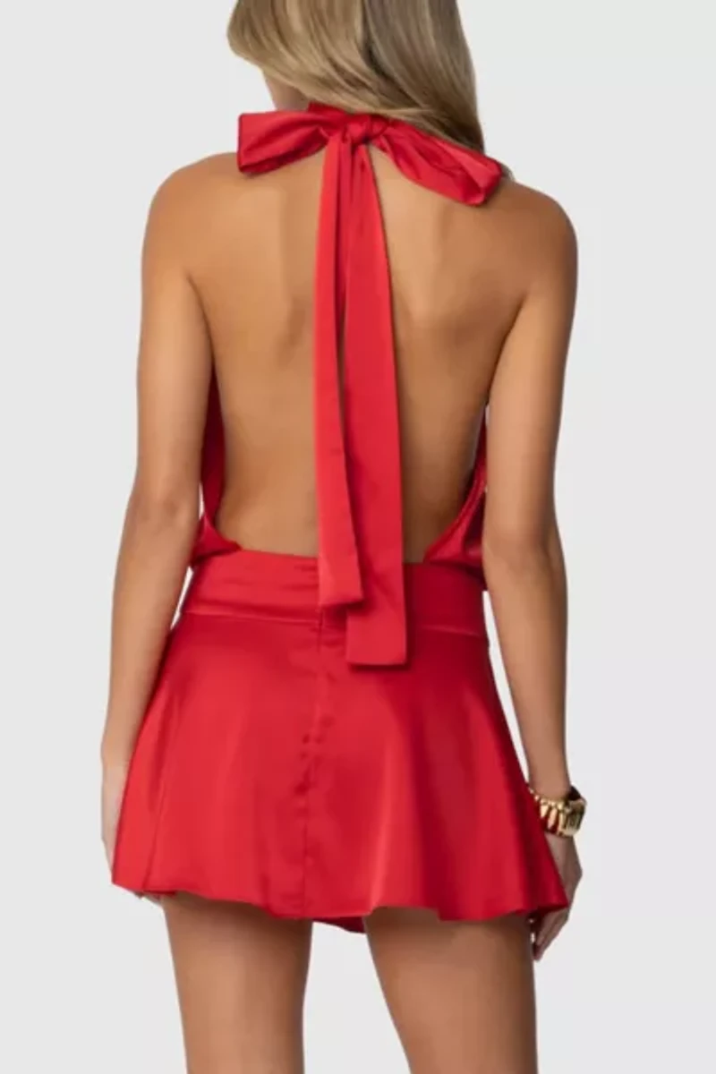 Edikted Scarf Halter Open Back Mini Dress