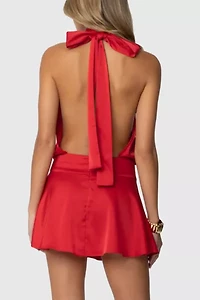 Edikted Scarf Halter Open Back Mini Dress