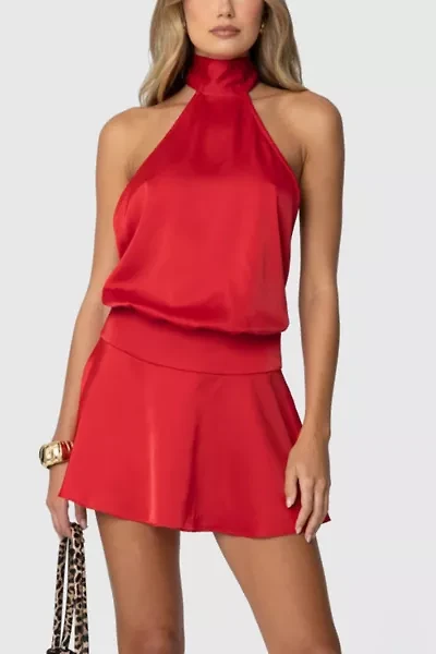 Edikted Scarf Halter Open Back Mini Dress