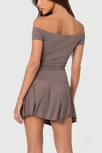 Edikted Tala Belted Off Shoulder Mini Dress