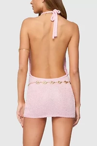 Edikted Cowl Neck Backless Knit Mini Dress