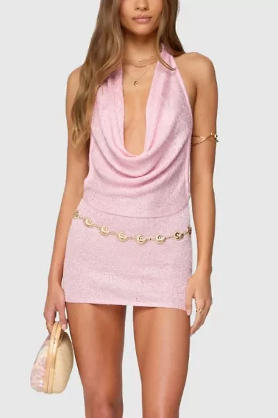 Edikted Cowl Neck Backless Knit Mini Dress