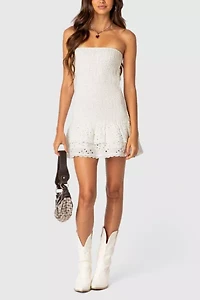 Edikted Livia Lacey Scrunch Mini Dress