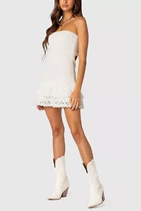 Edikted Livia Lacey Scrunch Mini Dress