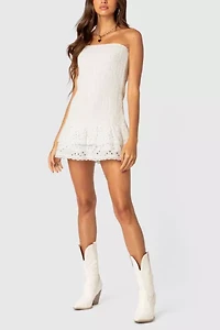 Edikted Livia Lacey Scrunch Mini Dress