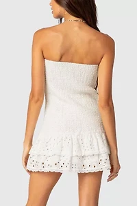 Edikted Livia Lacey Scrunch Mini Dress
