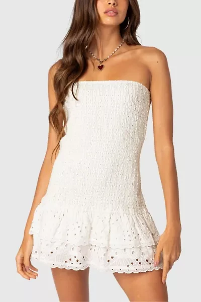 Edikted Livia Lacey Scrunch Mini Dress