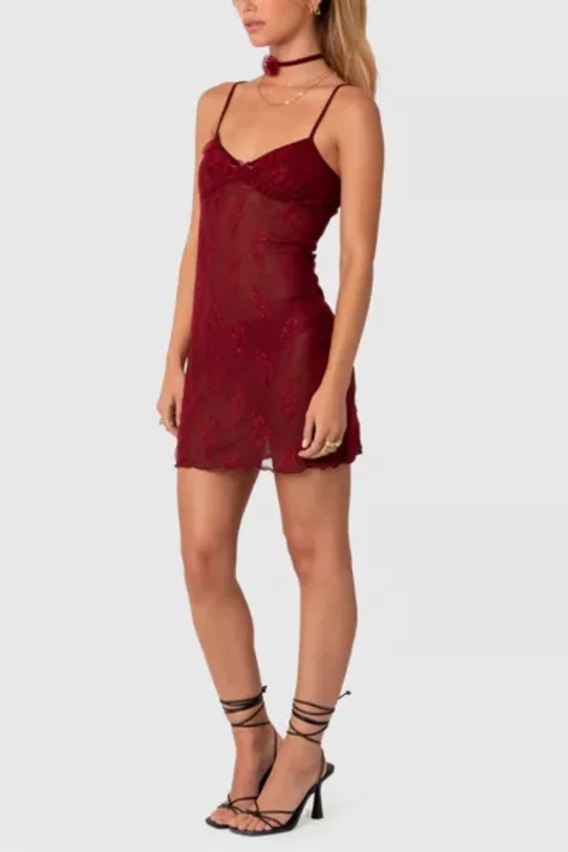 Edikted Madame Sheer Lace Mini Dress
