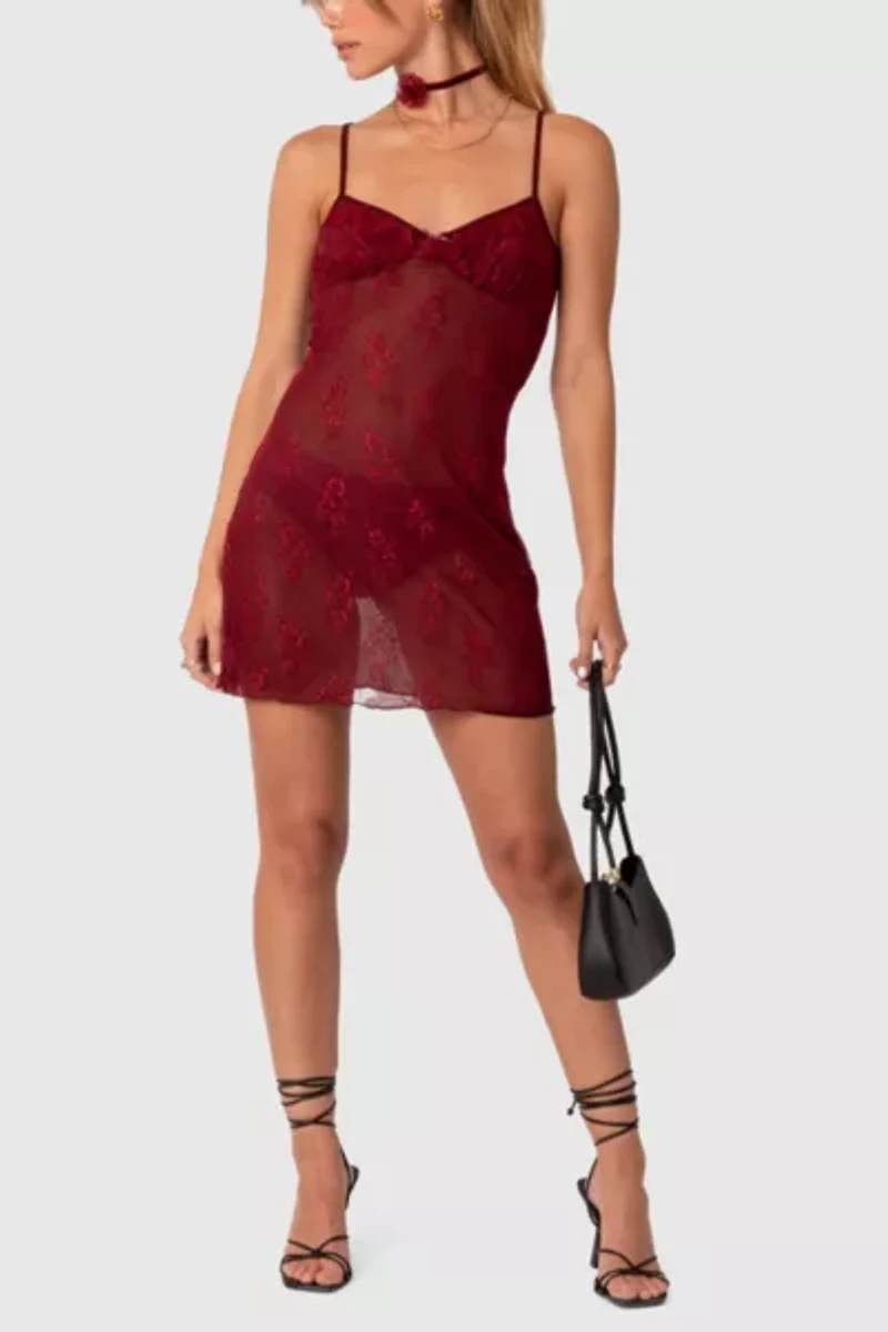 Edikted Madame Sheer Lace Mini Dress