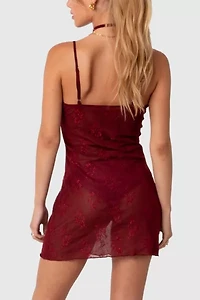 Edikted Madame Sheer Lace Mini Dress