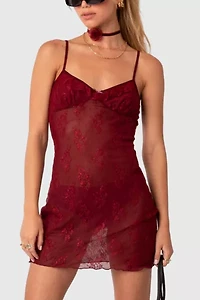 Edikted Madame Sheer Lace Mini Dress