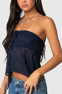 Edikted Embroidered Sheer Strapless Top