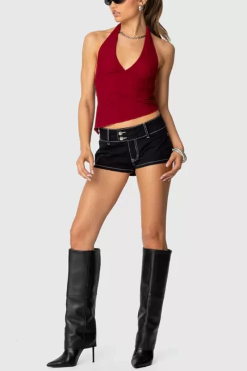 Edikted Rhett Asymmetric Hem Halter Top