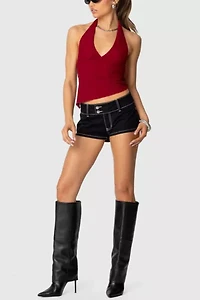 Edikted Rhett Asymmetric Hem Halter Top