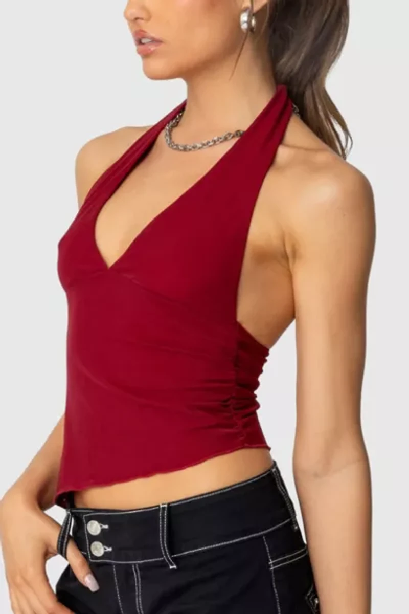Edikted Rhett Asymmetric Hem Halter Top