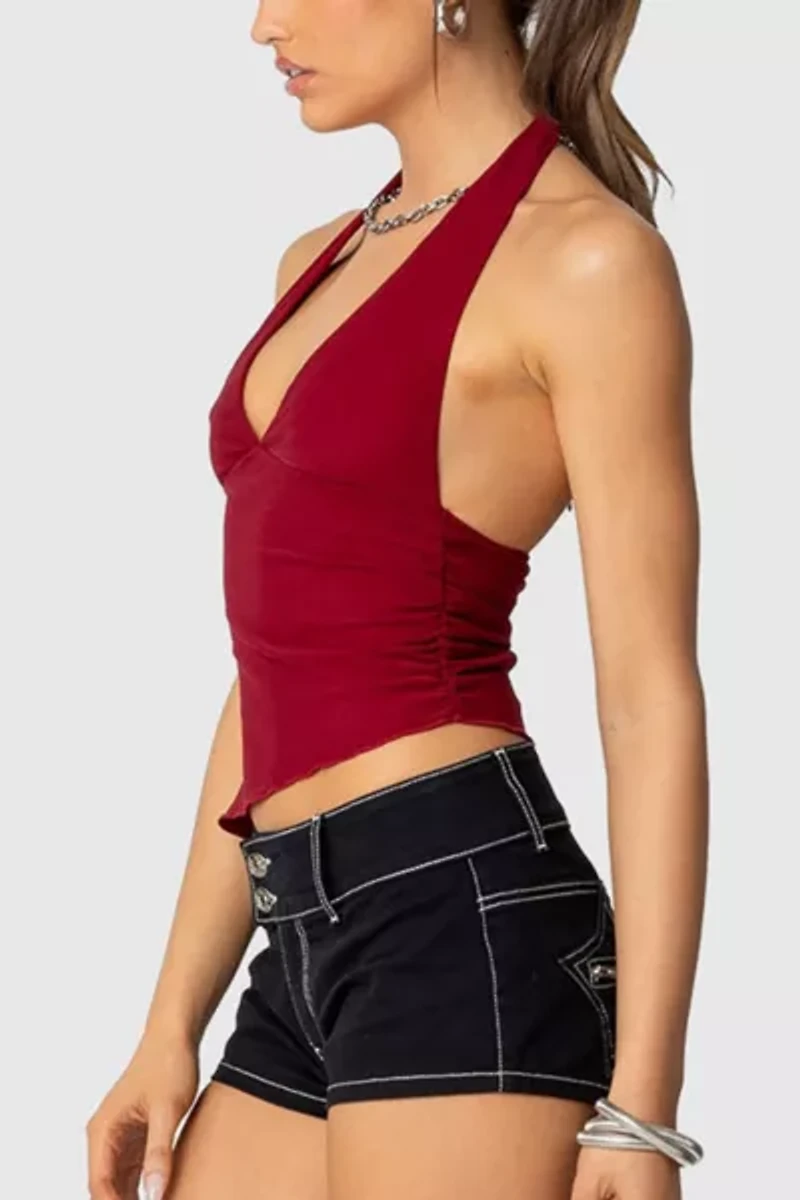 Edikted Rhett Asymmetric Hem Halter Top