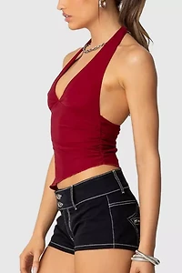 Edikted Rhett Asymmetric Hem Halter Top