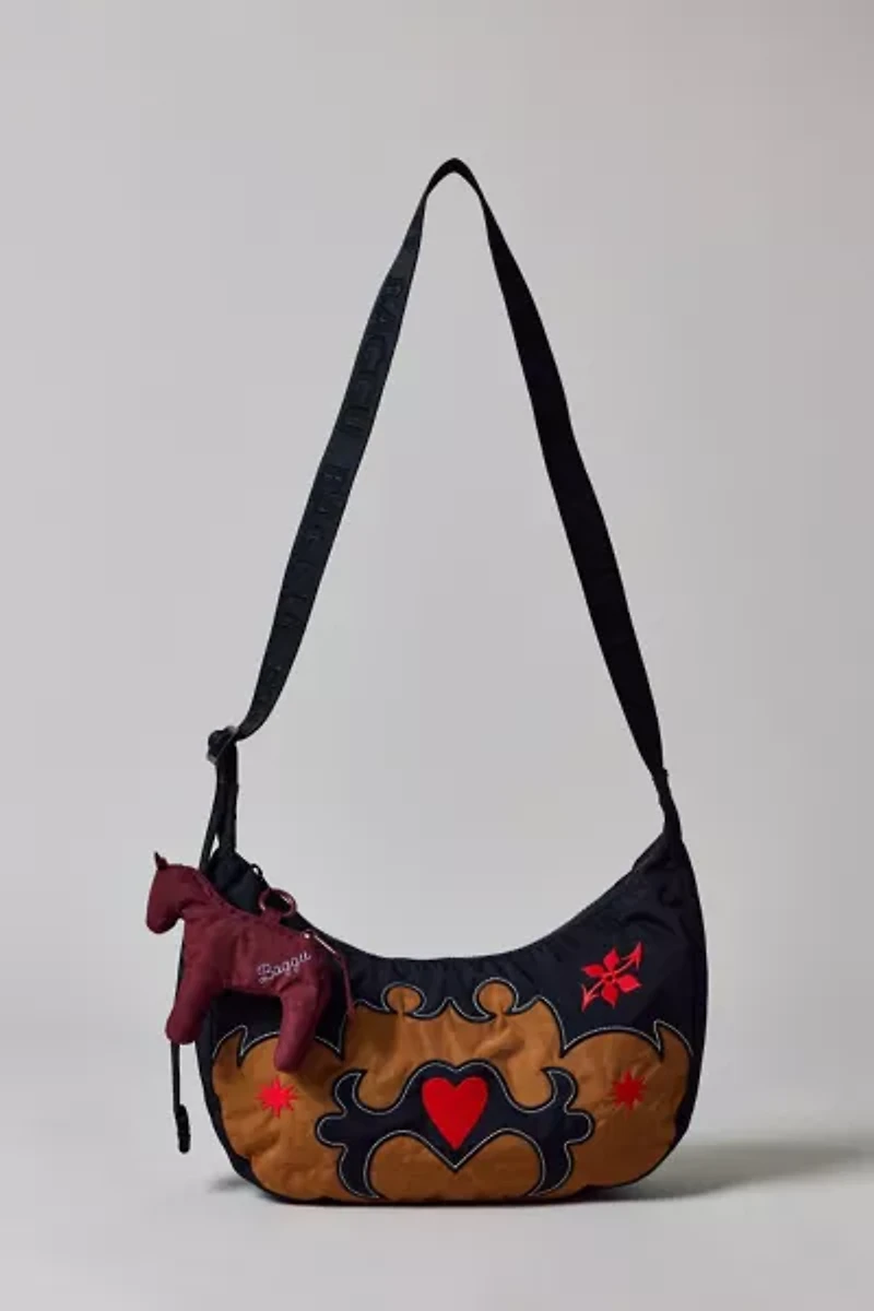 BAGGU Western Applique Medium Nylon Crescent Bag