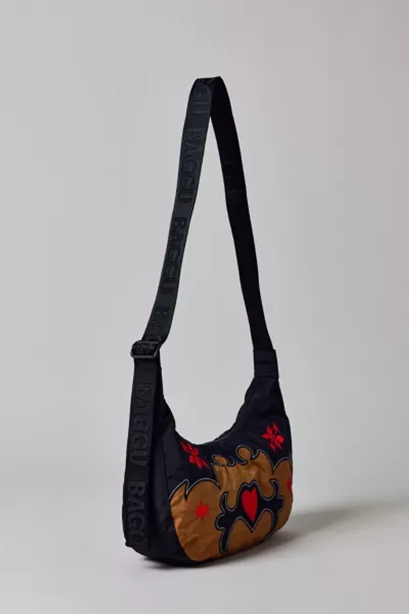 BAGGU Western Applique Medium Nylon Crescent Bag