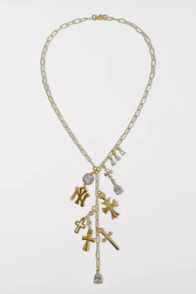 Five Fourty Nine Amata Gold Charm Lariat Necklace