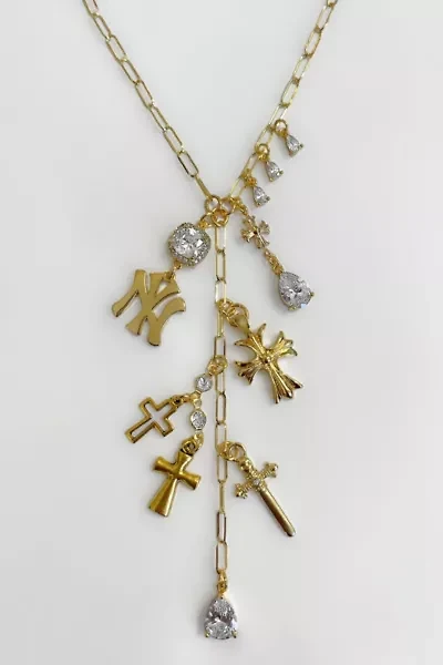 Five Fourty Nine Amata Gold Charm Lariat Necklace
