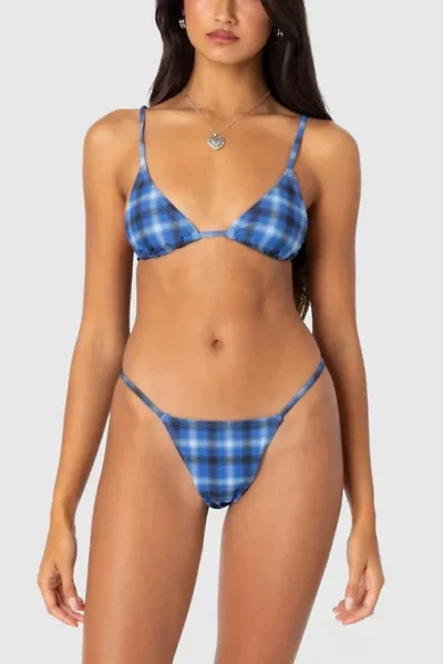 Edikted Preppy Plaid Triangle Bikini Top