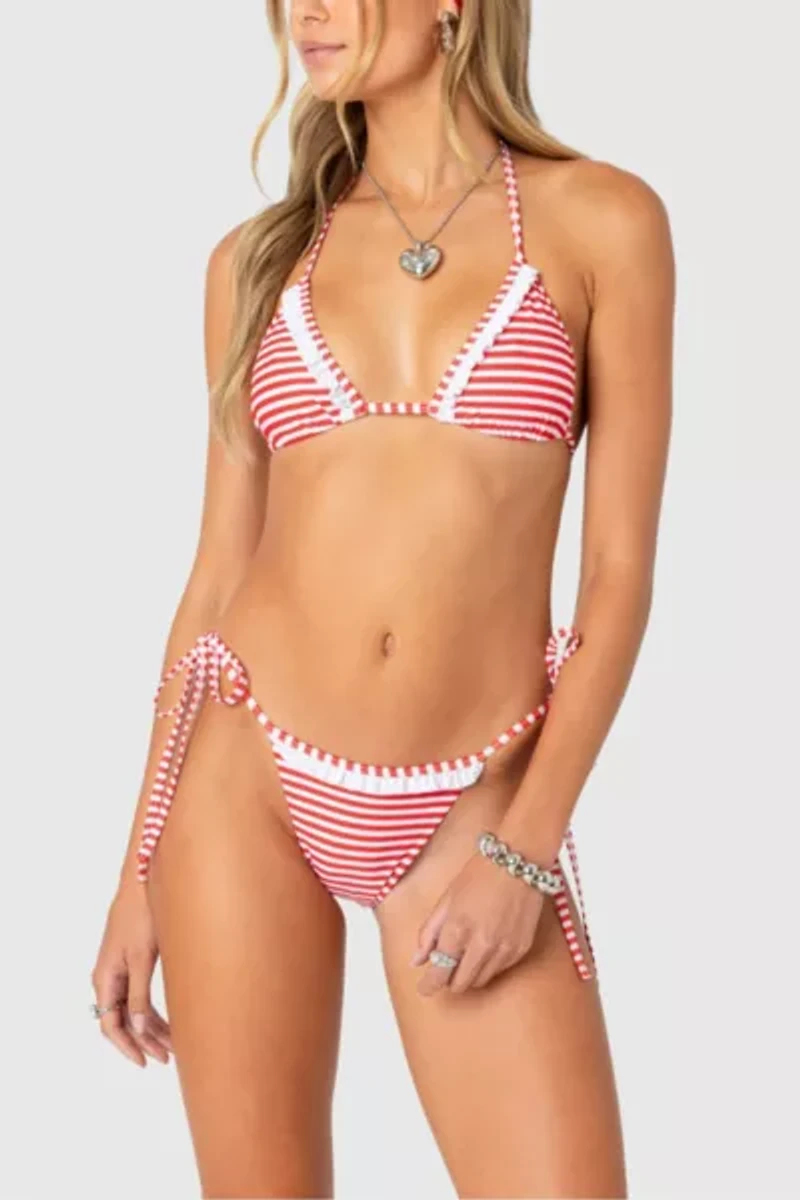 Edikted Zora Striped Triangle Bikini Top
