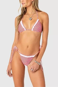 Edikted Zora Striped Triangle Bikini Top