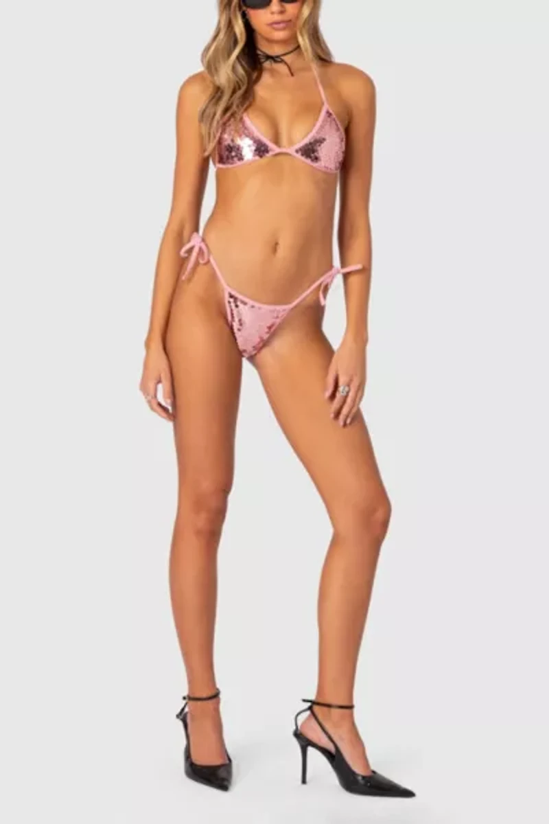 Edikted Lilly Sequin String Bikini Bottom