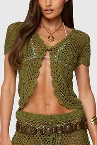 Edikted Mabelle Crochet Split Front Top