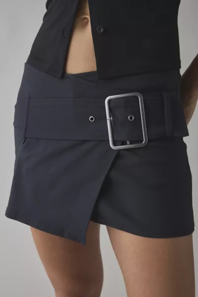 Kimchi Blue Girls Night Low-Rise Belted Wrap Micro Mini Skort