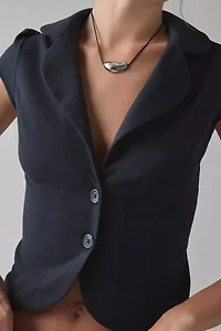 UO Daphne Cropped Button-Front Blazer Top