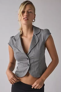 UO Daphne Cropped Button-Front Blazer Top