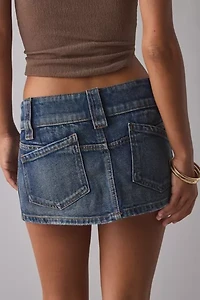 Kimchi Blue Backstage Belted Waistband Low-Rise Denim Micro Mini Skirt