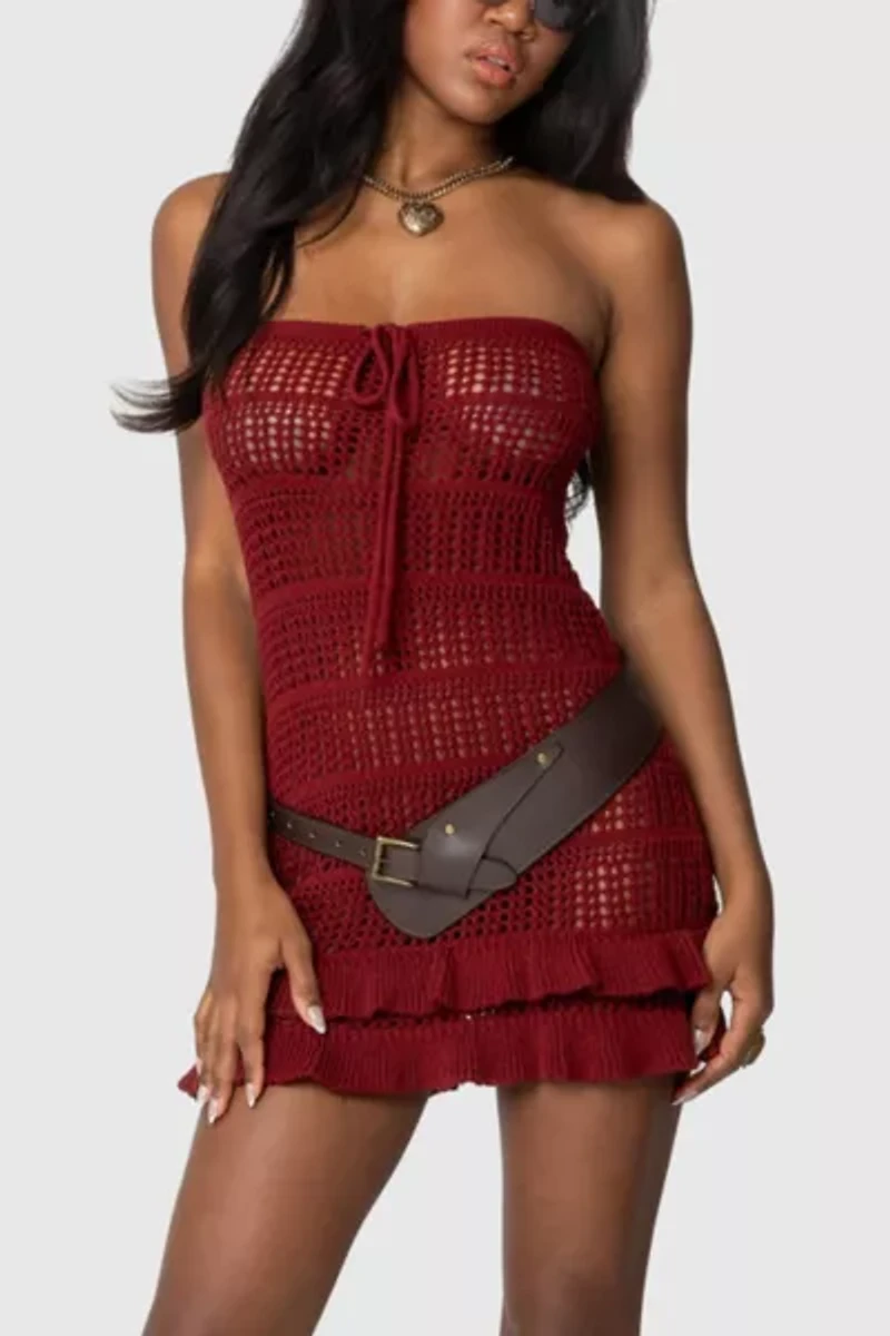 Edikted Brooke Crochet Strapless Mini Dress