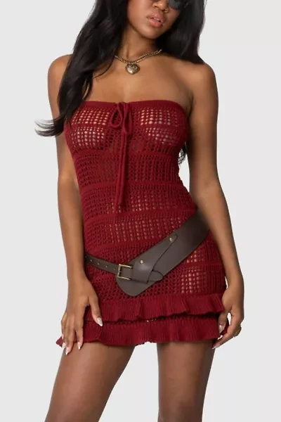 Edikted Brooke Crochet Strapless Mini Dress