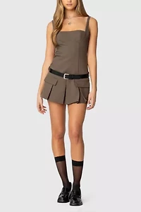 Edikted Callie Drop Waist Pleated Mini Dress