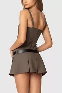 Edikted Callie Drop Waist Pleated Mini Dress