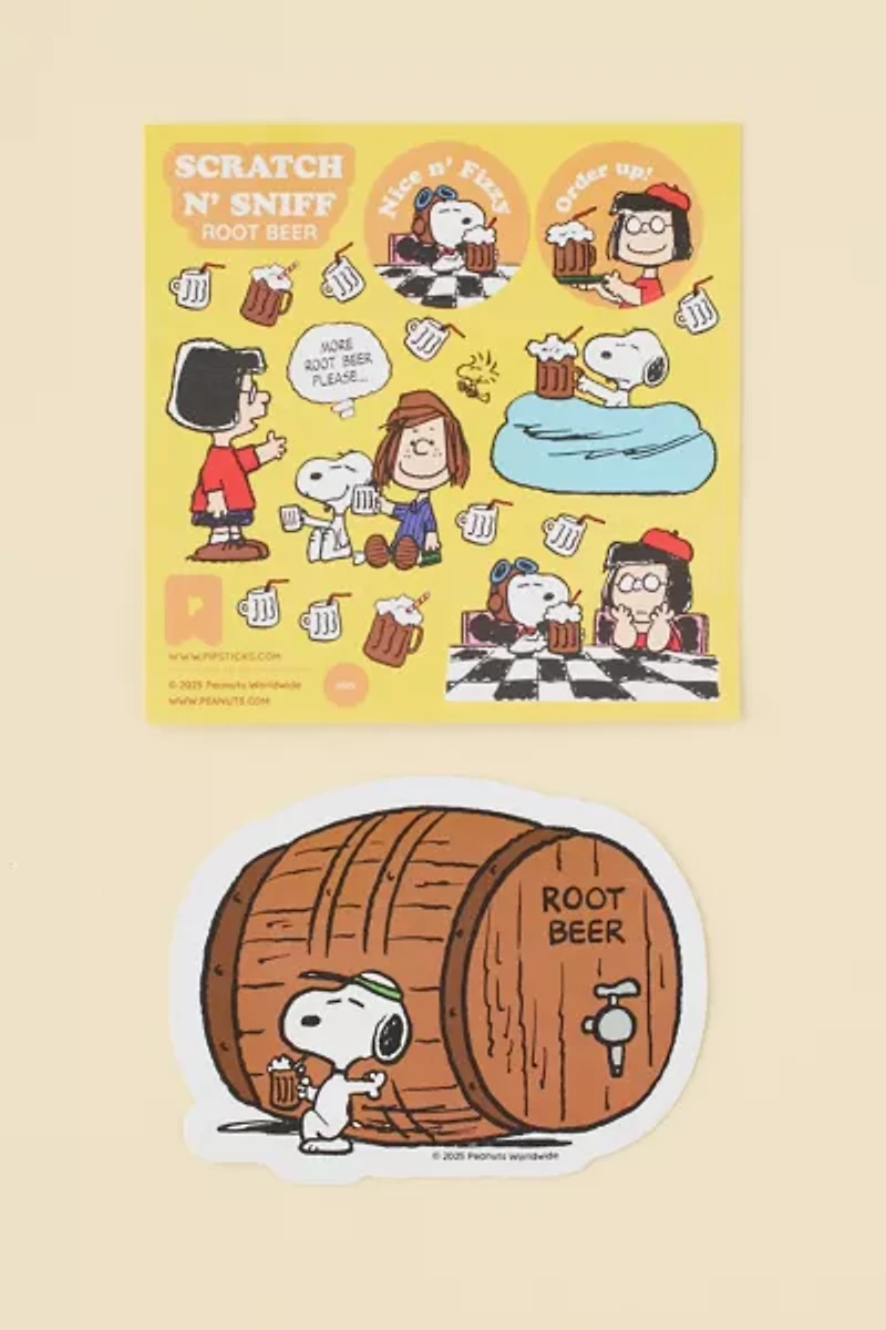 PIPSTICKS Peanuts Root Beer Scratch 'N Sniff Scented Sticker Set