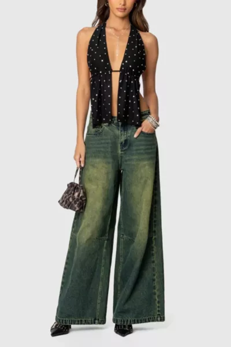 Edikted Studded Open Back Halter Top