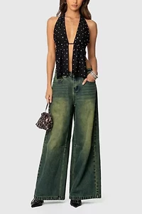 Edikted Studded Open Back Halter Top