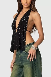 Edikted Studded Open Back Halter Top
