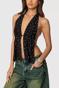 Edikted Studded Open Back Halter Top