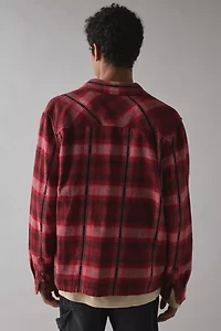 BDG Plaid Flannel Flat Hem Long Sleeve Shirt