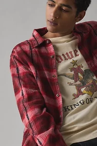 BDG Plaid Flannel Flat Hem Long Sleeve Shirt