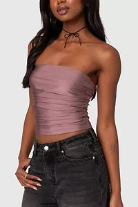 Edikted Maxeen Shiny Gathered Tube Top