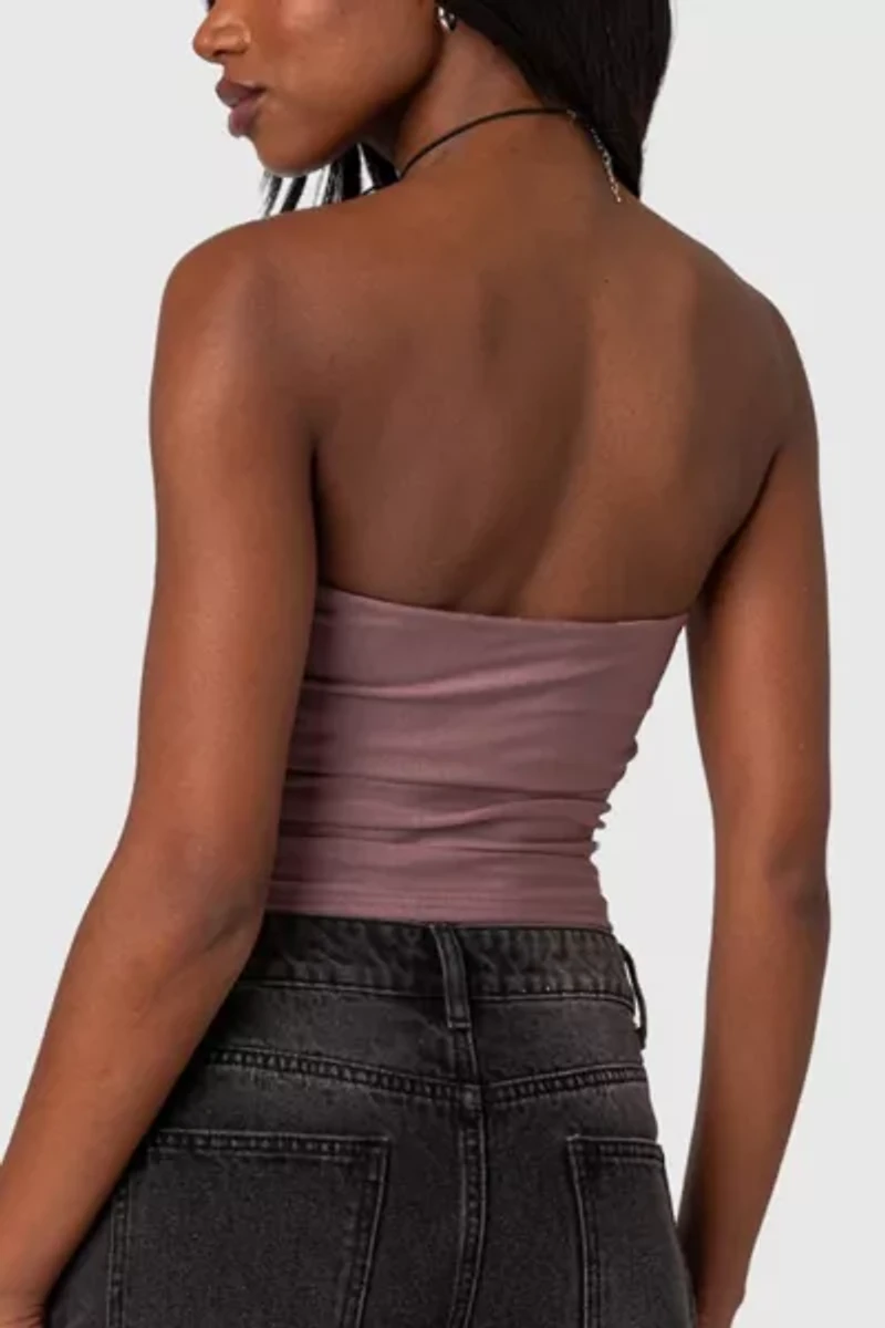 Edikted Maxeen Shiny Gathered Tube Top