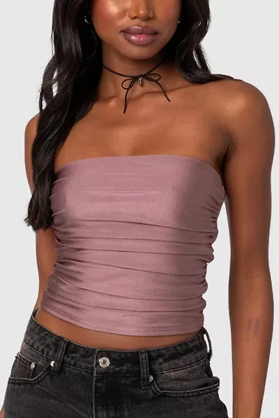 Edikted Maxeen Shiny Gathered Tube Top