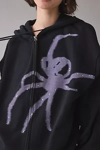 BDG Dusty Spider Graphic Oversized Zip-Up Hoodie Sweatshirt