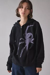 BDG Dusty Spider Graphic Oversized Zip-Up Hoodie Sweatshirt